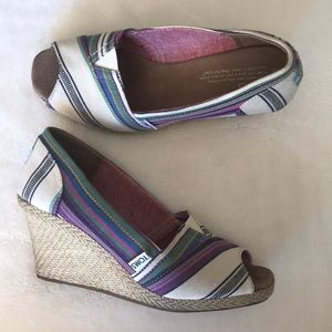 Toms espadrille wedges peep toe Multicolored